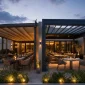 Retractable roof system for restaurant outdoor dining terrace