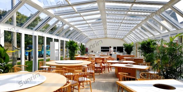 Outdoor Restaurant Smart Electric Retractable Sunroom