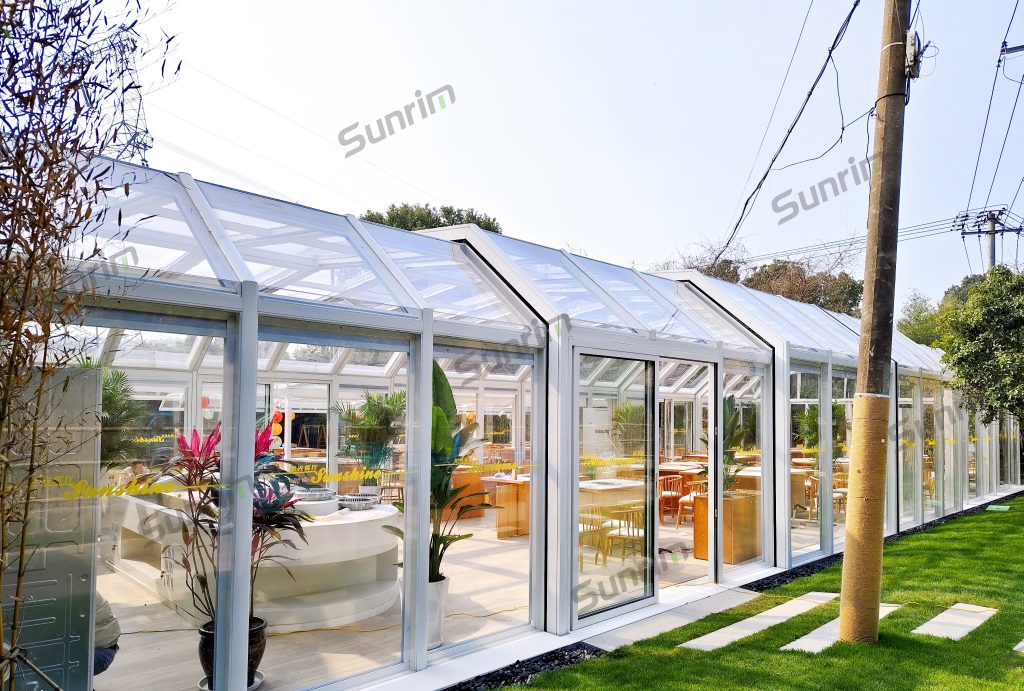 Outdoor Restaurant Smart Electric Retractable Sunroom