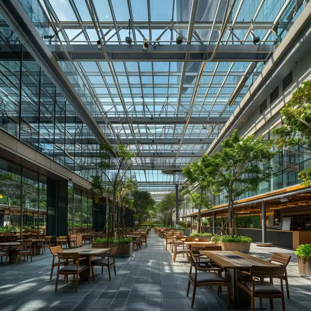 outdoor entertainment lounge with retractable glass roof