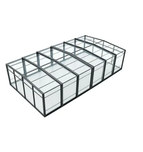 Freestanding retractable sunroom with independent aluminum frame and transparent panels