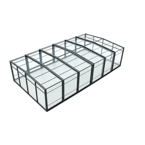 Freestanding retractable sunroom with independent aluminum frame and transparent panels