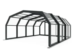 Telescopic pool enclosure with sliding sections