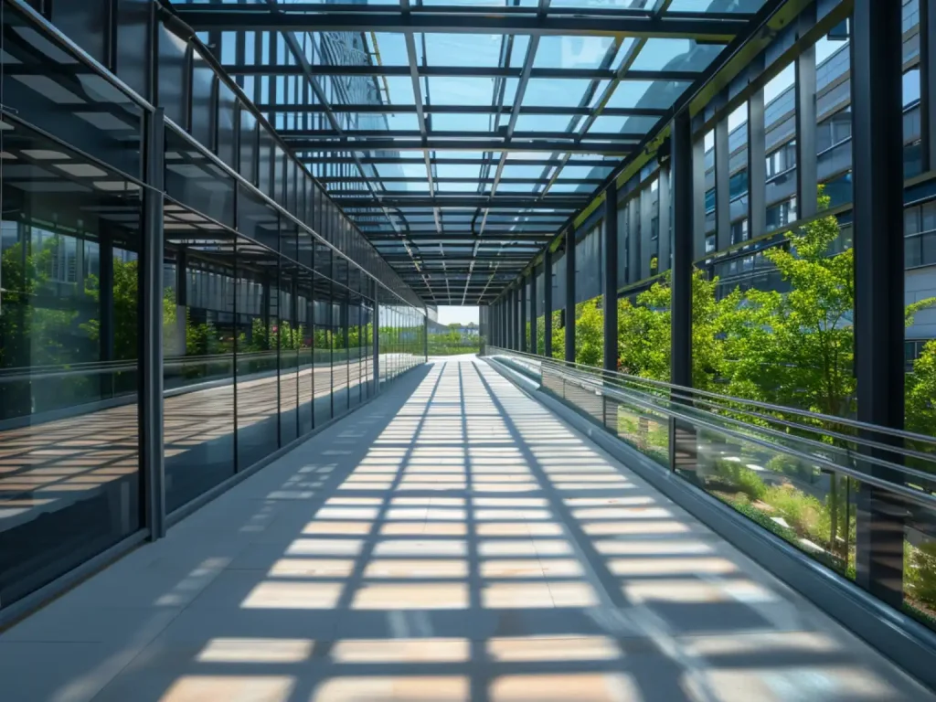 Commercial retractable walkway enclosure with aluminum frame
