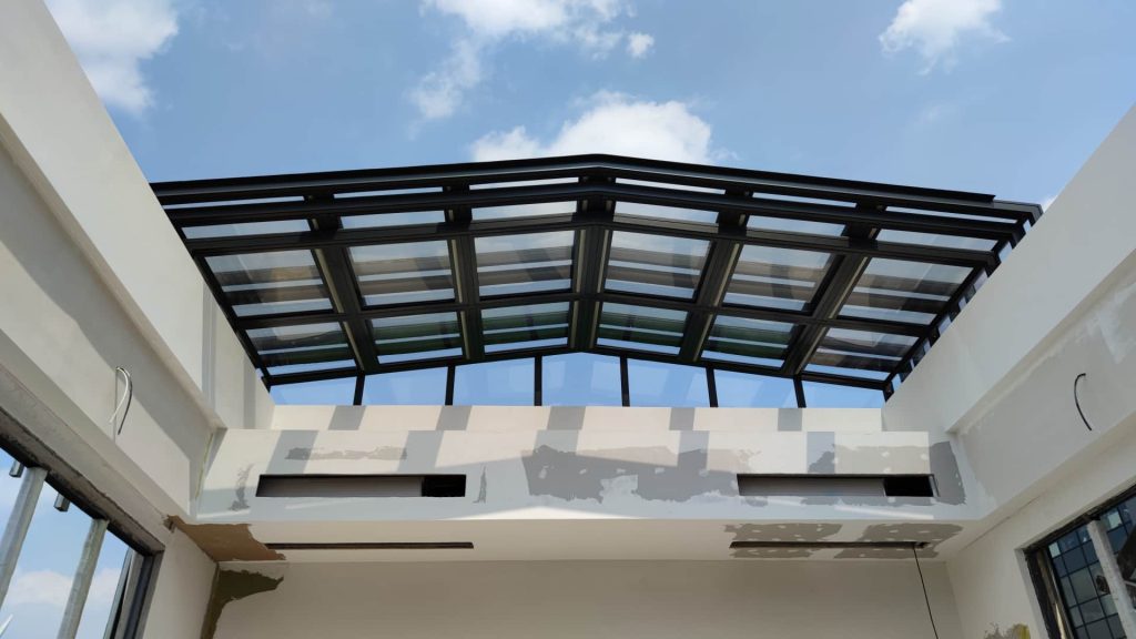 Interior view of office sunroom roof structure at FUCHS Shanghai