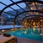 High walk-in pool enclosure for winter resort swimming pool
