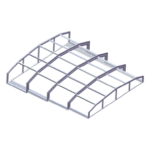 Multi-arch roof structure with single-side retraction system overview