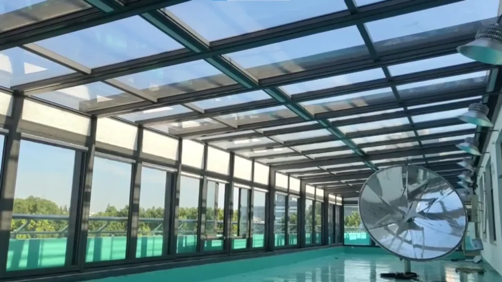 University laboratory sunroom corridor enclosure
