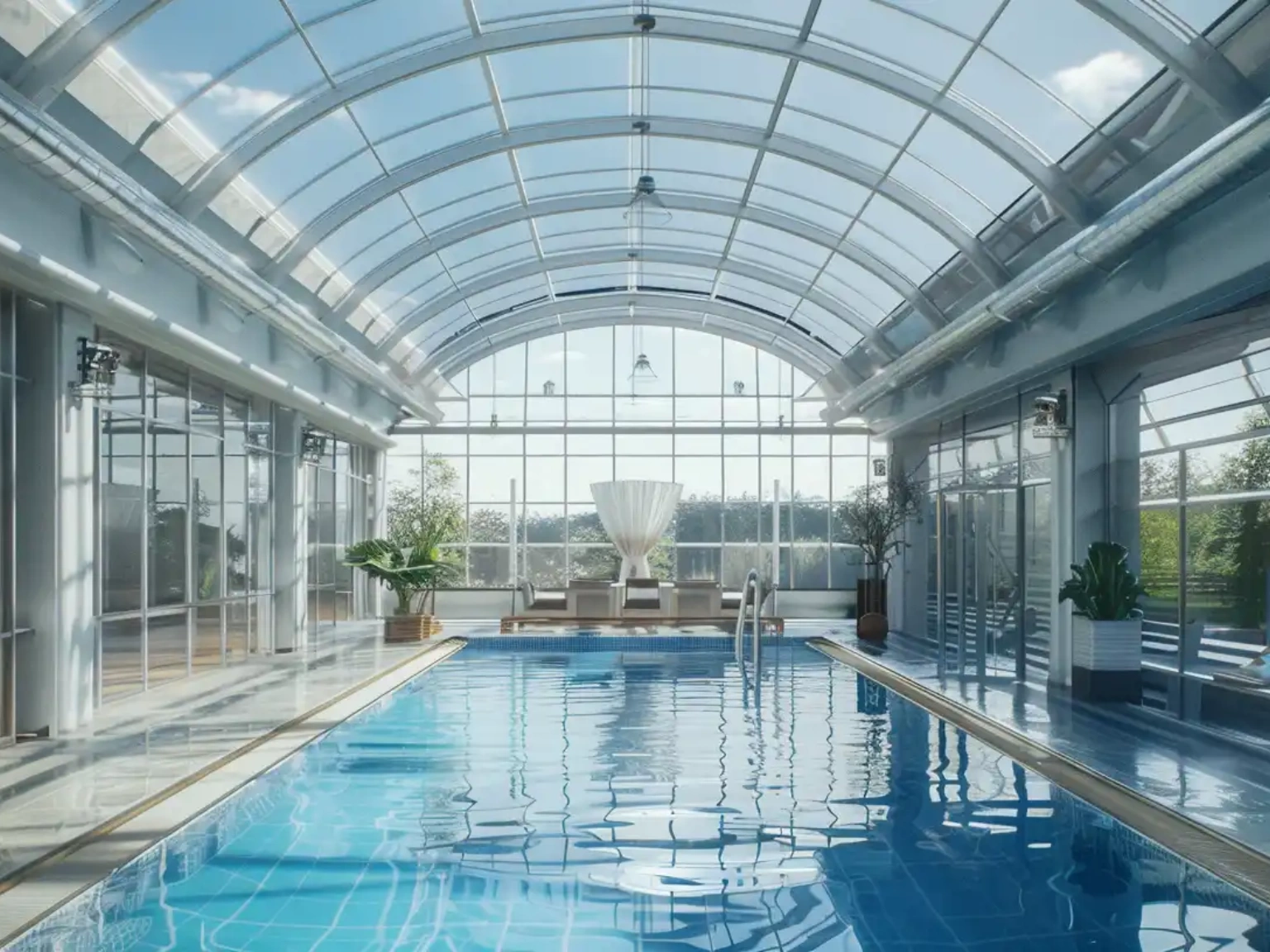 Hotel pool sunroom enclosure design for guest comfort