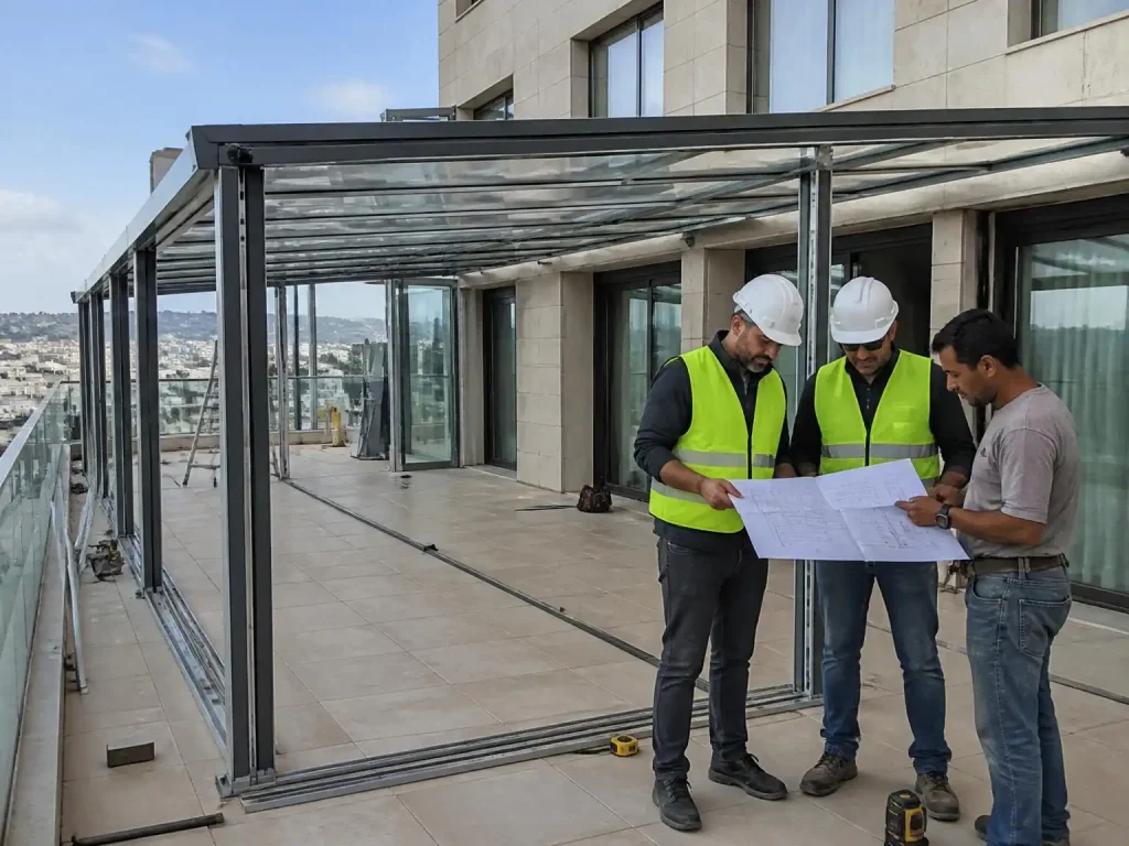 Local installation support for retractable sunroom project