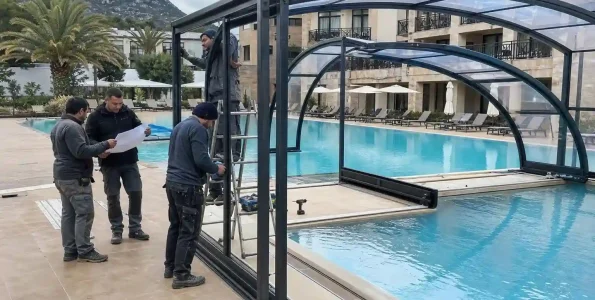 Pool enclosure installation guide for resort swimming pool