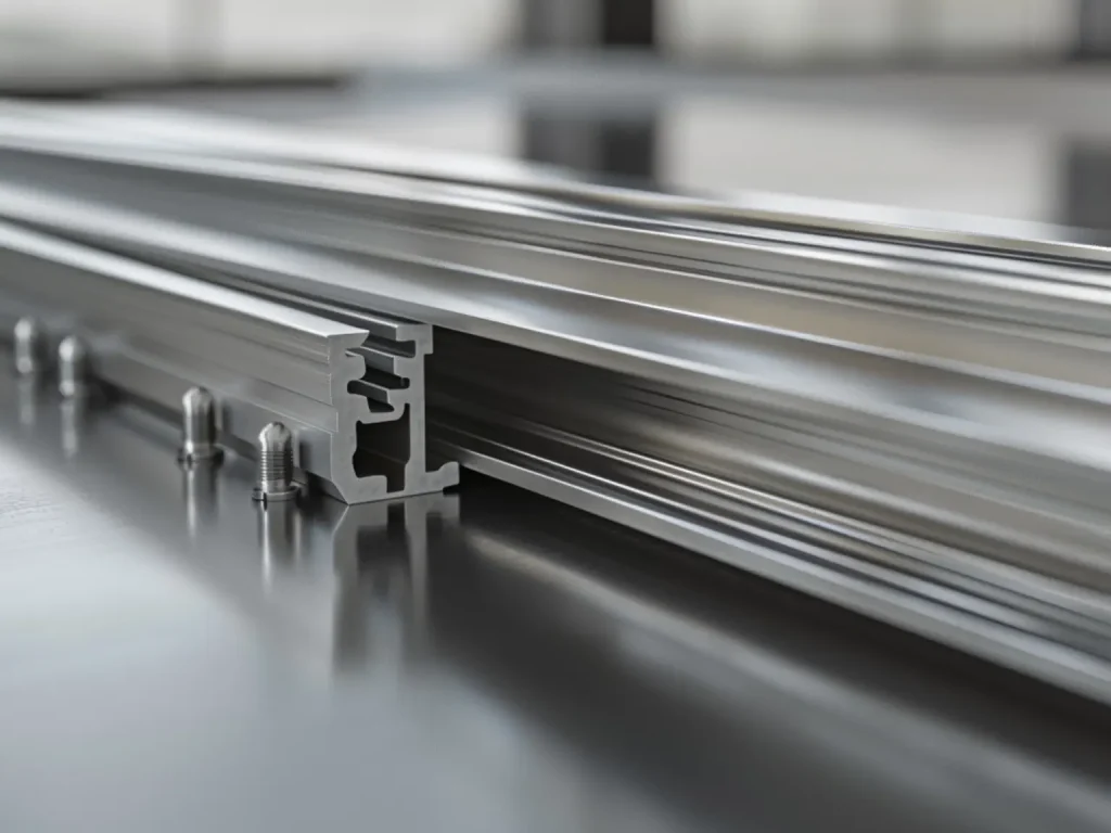Aluminum frames and polycarbonate panels for retractable pool enclosure