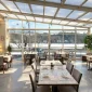 restaurant glass enclosure with retractable roof 85x85