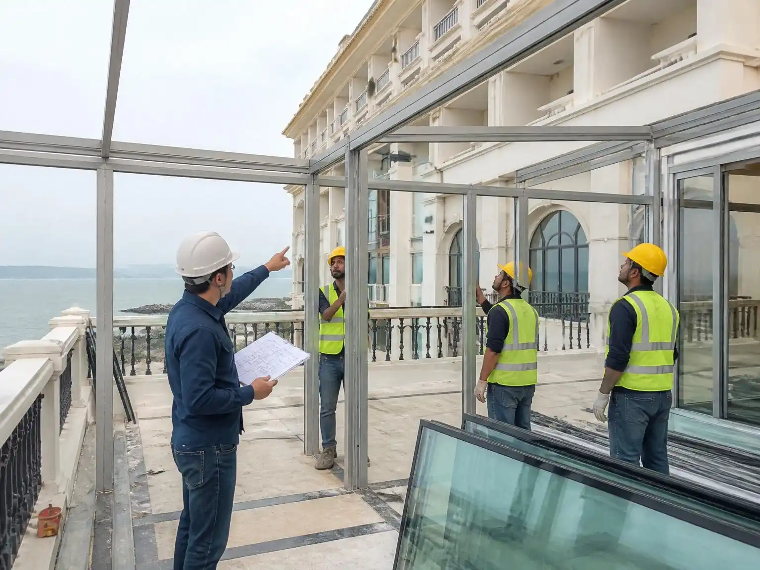 Retractable sunroom installation guide for hotel terrace project