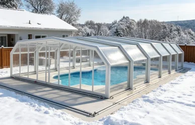 Pool enclosures help make outdoor swimming pools cleaner and more usable during winter.