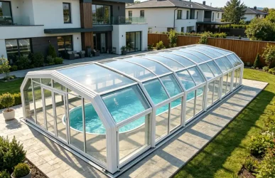 Pool enclosures over a residential swimming pool