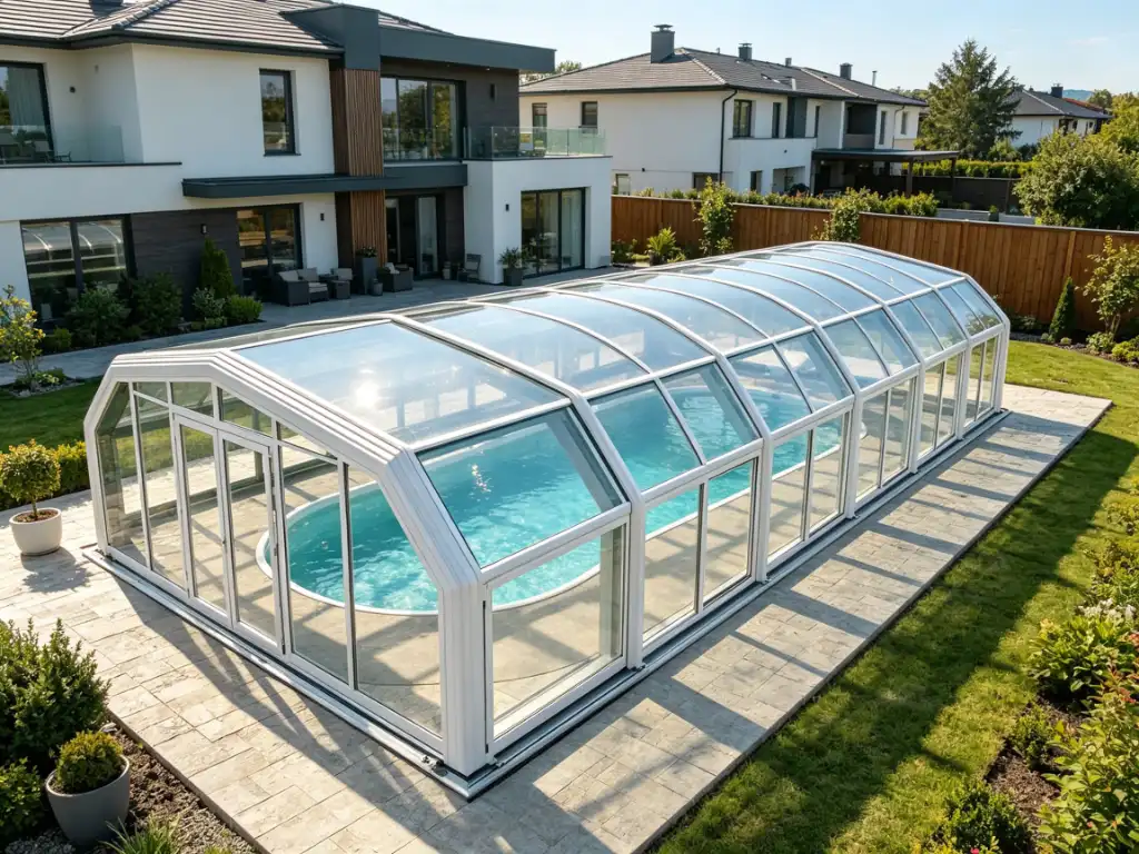 Pool enclosures over a residential swimming pool