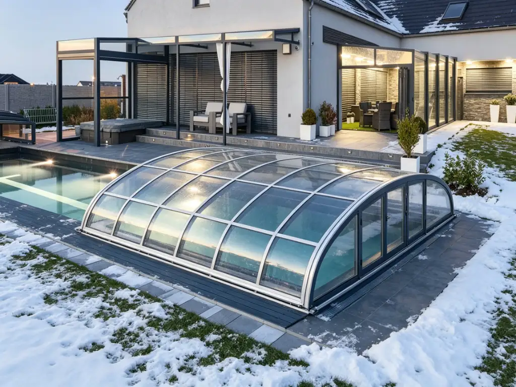 Pool enclosure for Canada and Northern United States cold climate pools