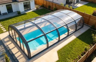 Residential pool enclosures for backyard swimming pools