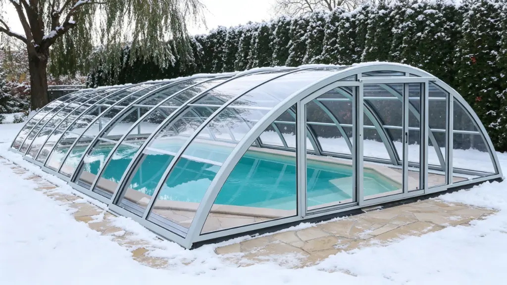 Pool enclosure for Scandinavia and Northern Europe resort swimming pools