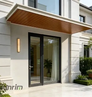 Aluminum door awning for modern residential front entrance