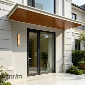 Aluminum door awning for modern residential front entrance