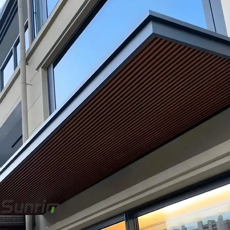 Modern all-aluminum entrance canopy with hidden beam ceiling design