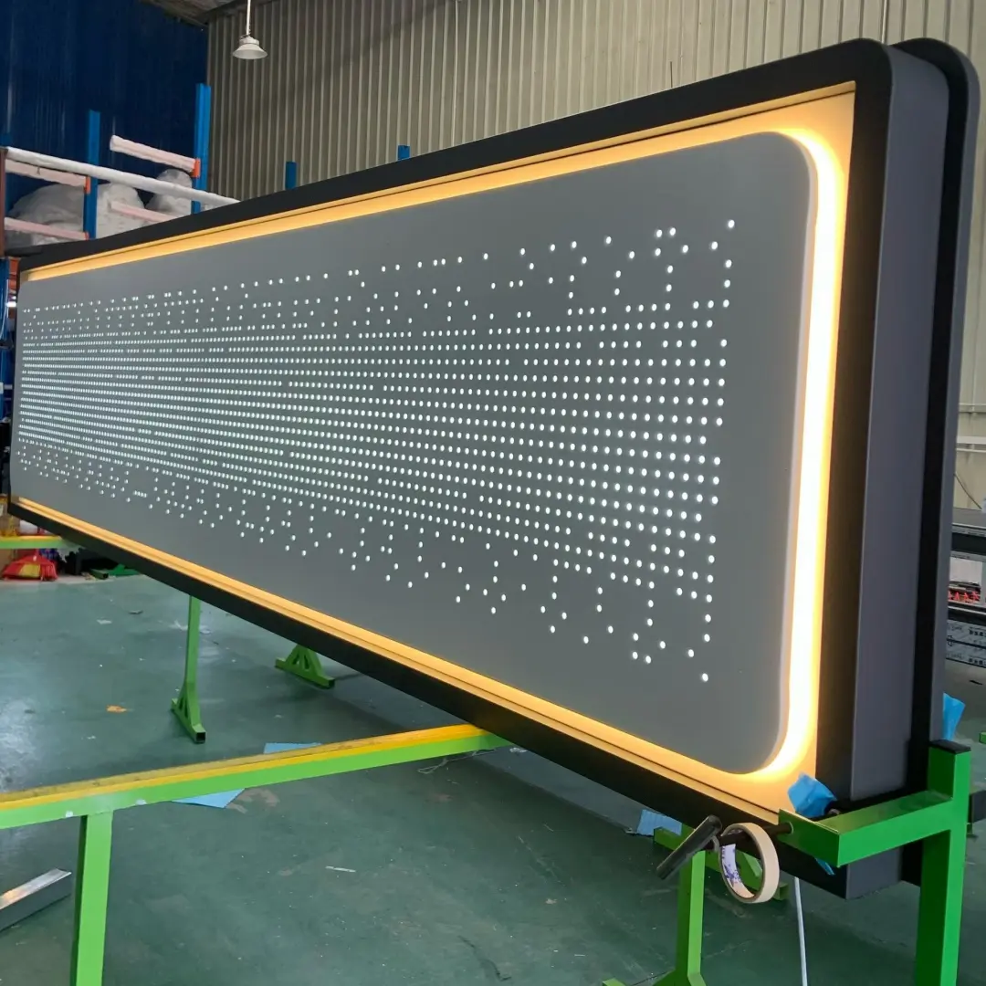 Custom aluminum canopy with LED lighting for villa entrance