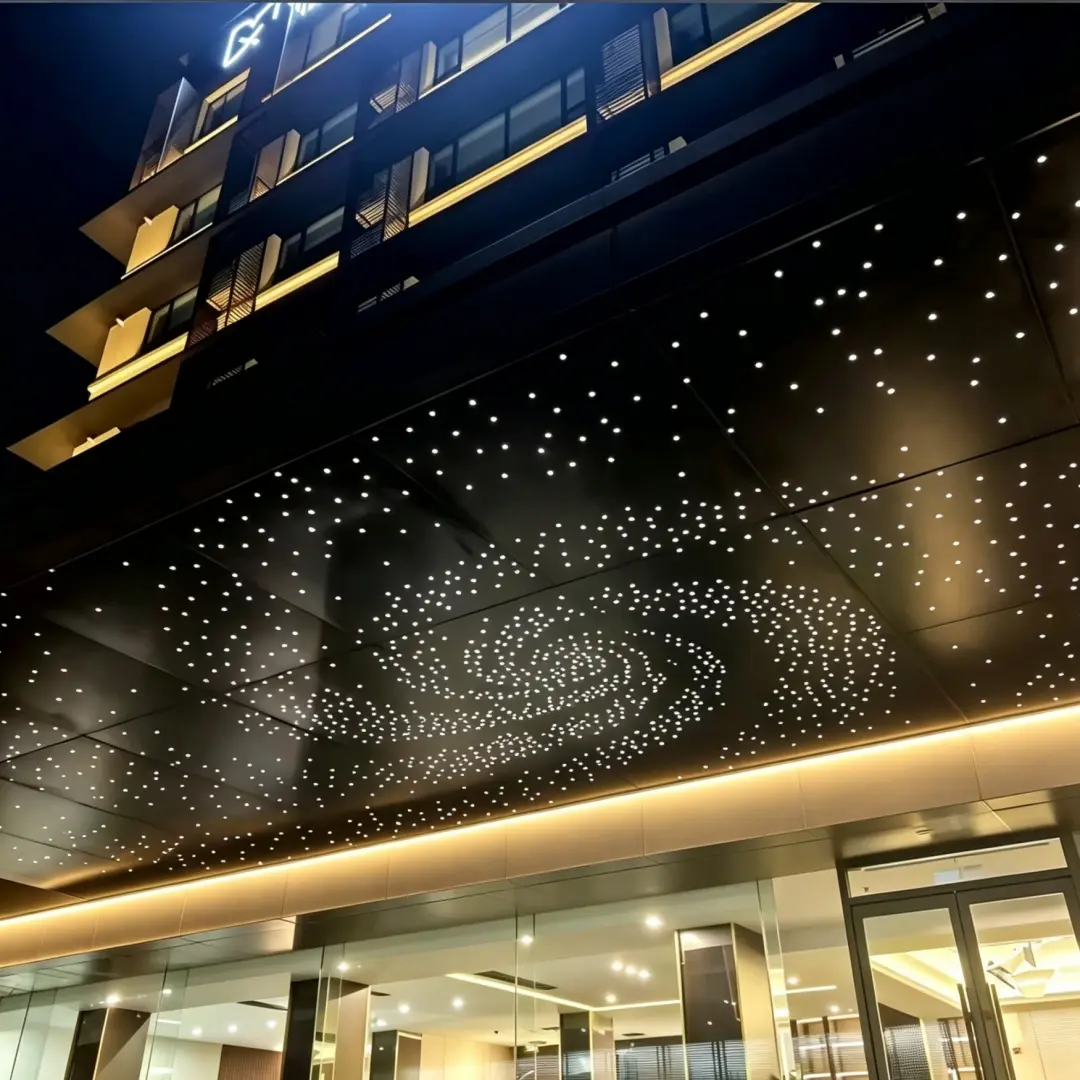 Custom Commercial Aluminum Canopy | Fiber Optic Starry Sky Ceiling
