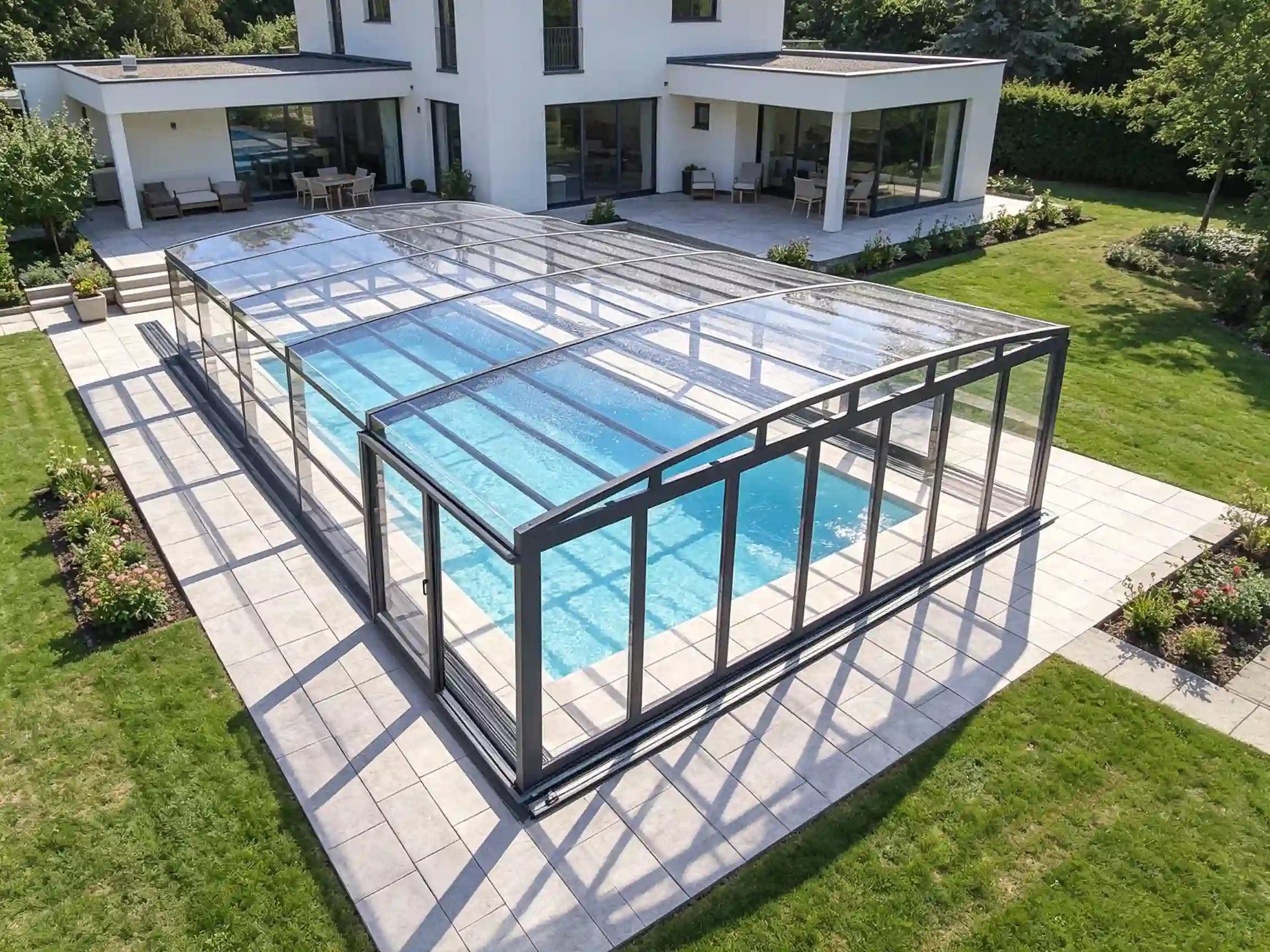 Pool enclosure ideas for homes with backyard swimming pool