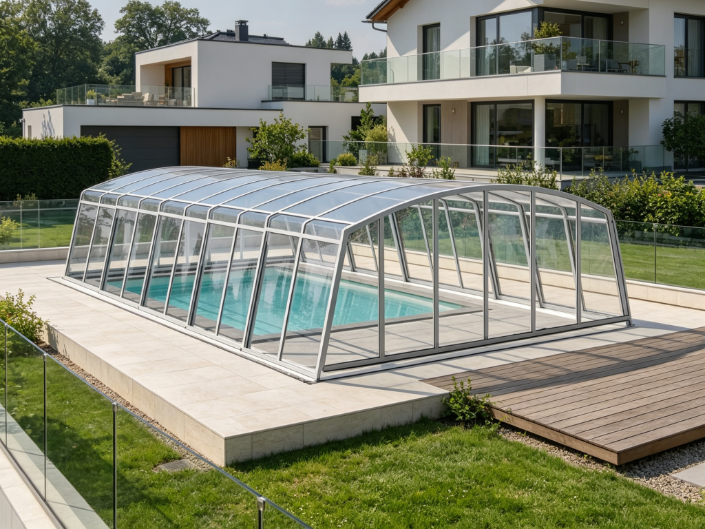 Pool enclosure options for homes with retractable design