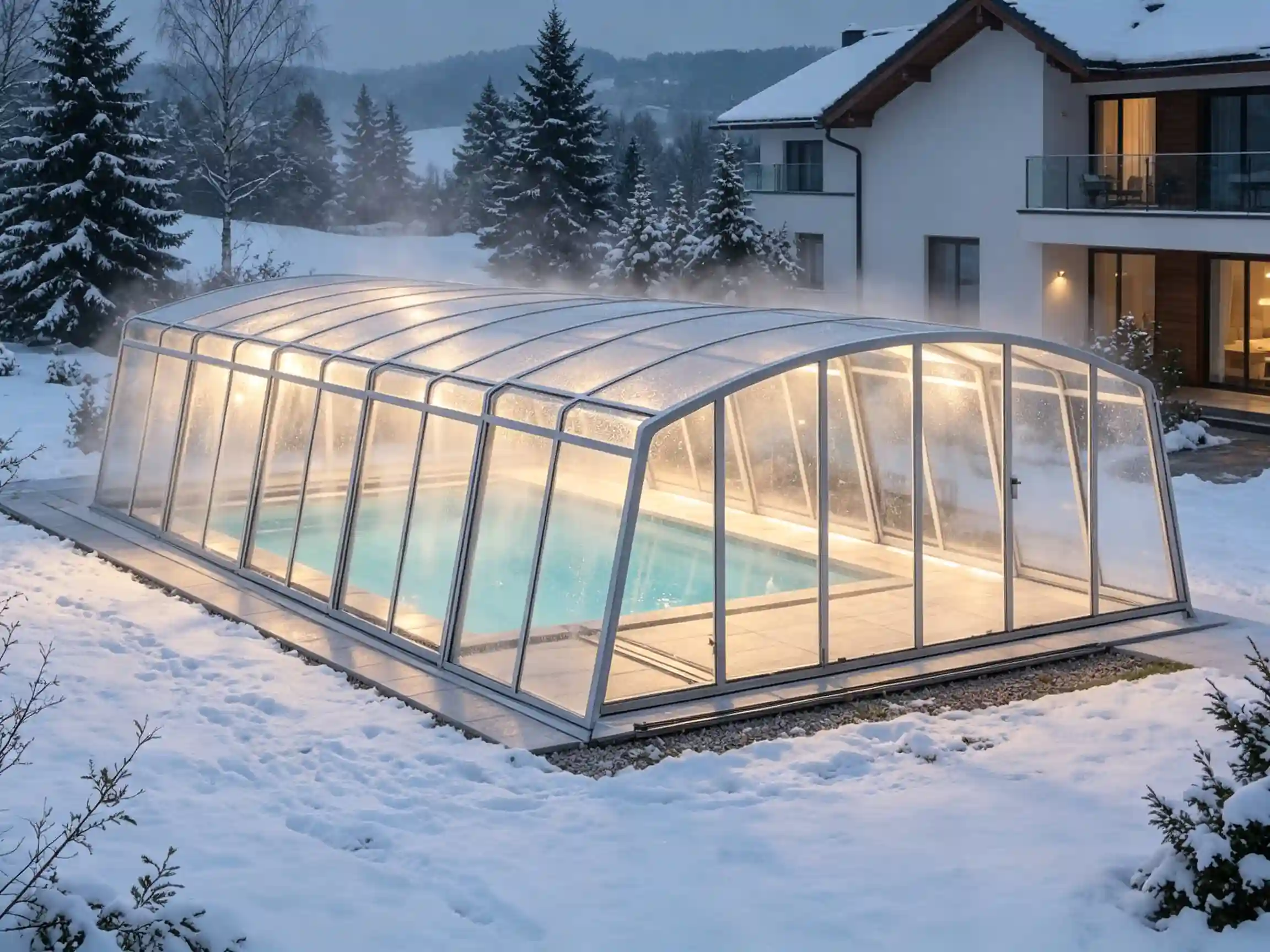 Pool sunroom condensation control for indoor pool enclosure