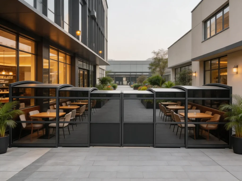Restaurant covered walkway for outdoor dining access
