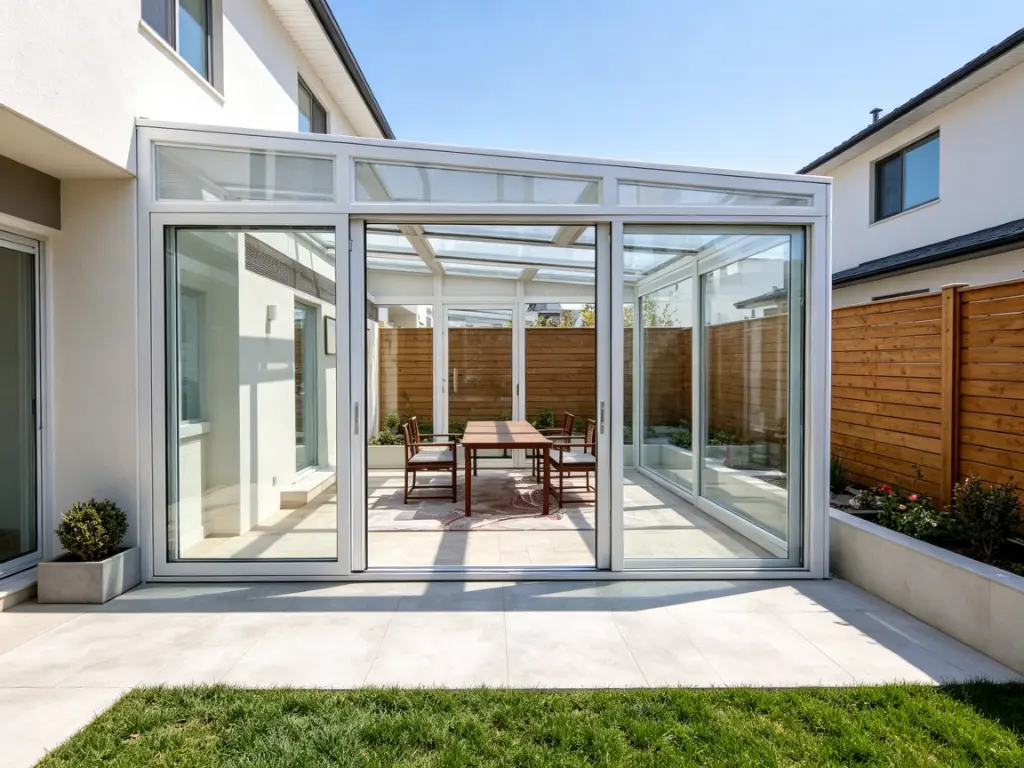 Retractable glass patio enclosures for outdoor living spaces