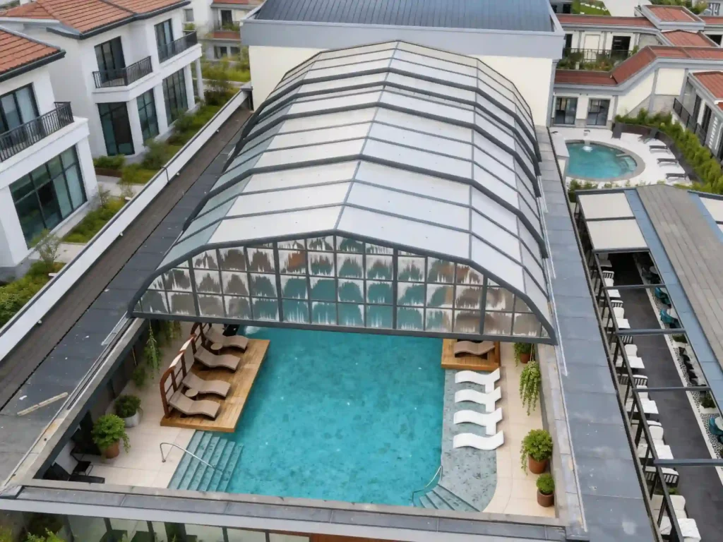 Retractable sunroom manufacturer for pool enclosure projects
