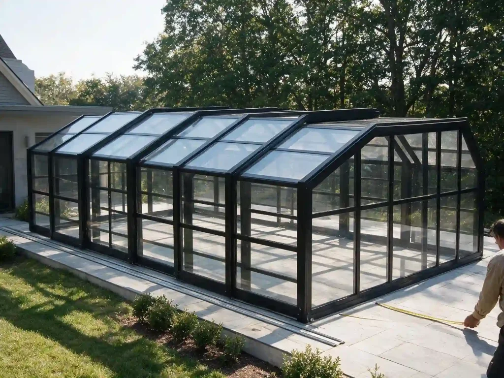 Measuring patio width before planning a retractable sunroom